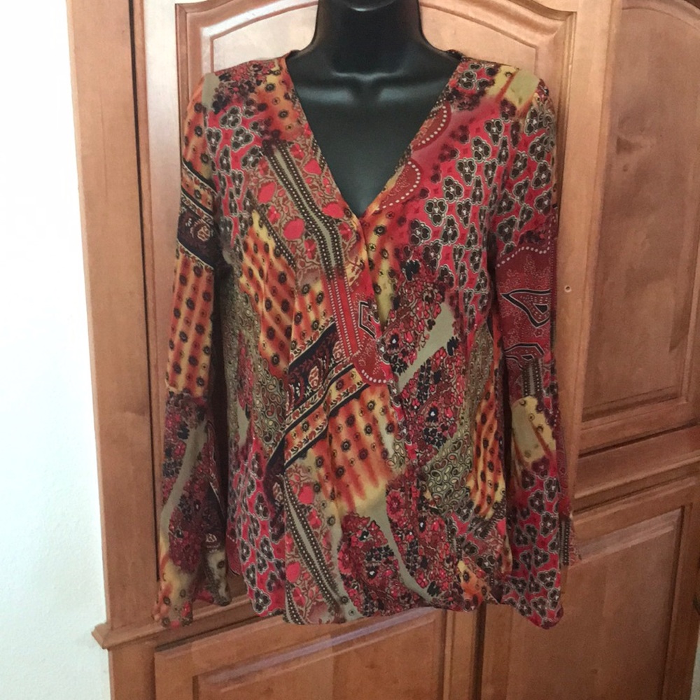 Hippie Love Sheer Bell Sleeve Blouse